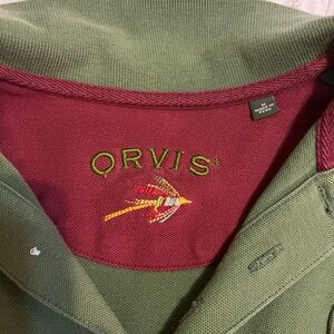 Orvis Olive and Burgundy Polo